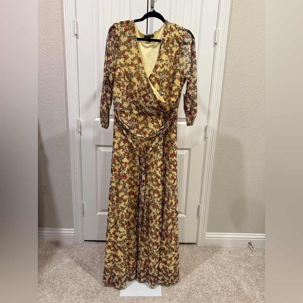 Allison Brittney Floral Wrap Maxi Dress - Red and Yellow
